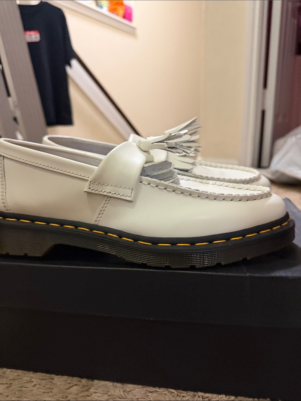 White Tassel Leather Loafers